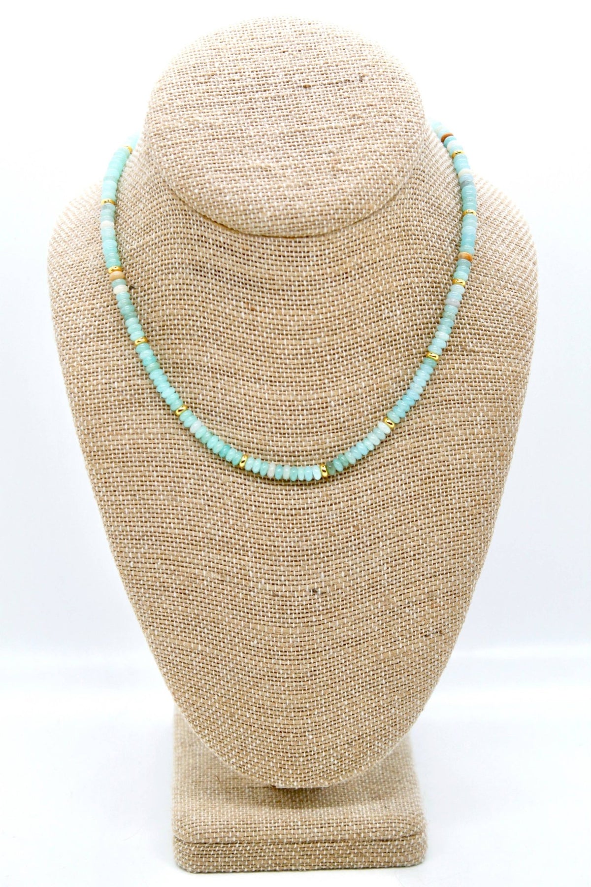 Amazonite + Gold Necklace - Box Turtle