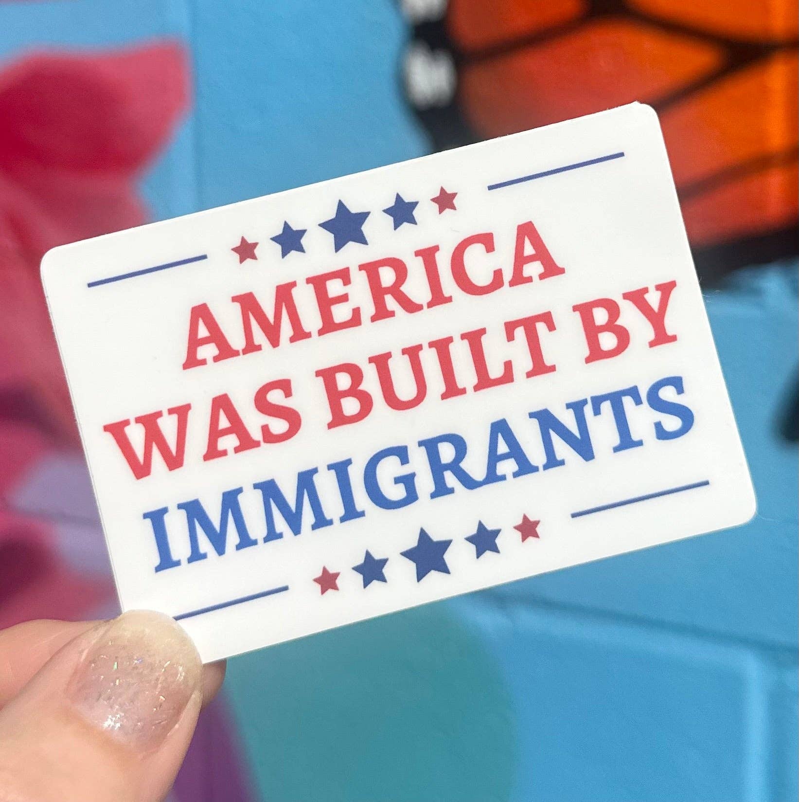 America Was Built By Immigrants Sticker - Box Turtle
