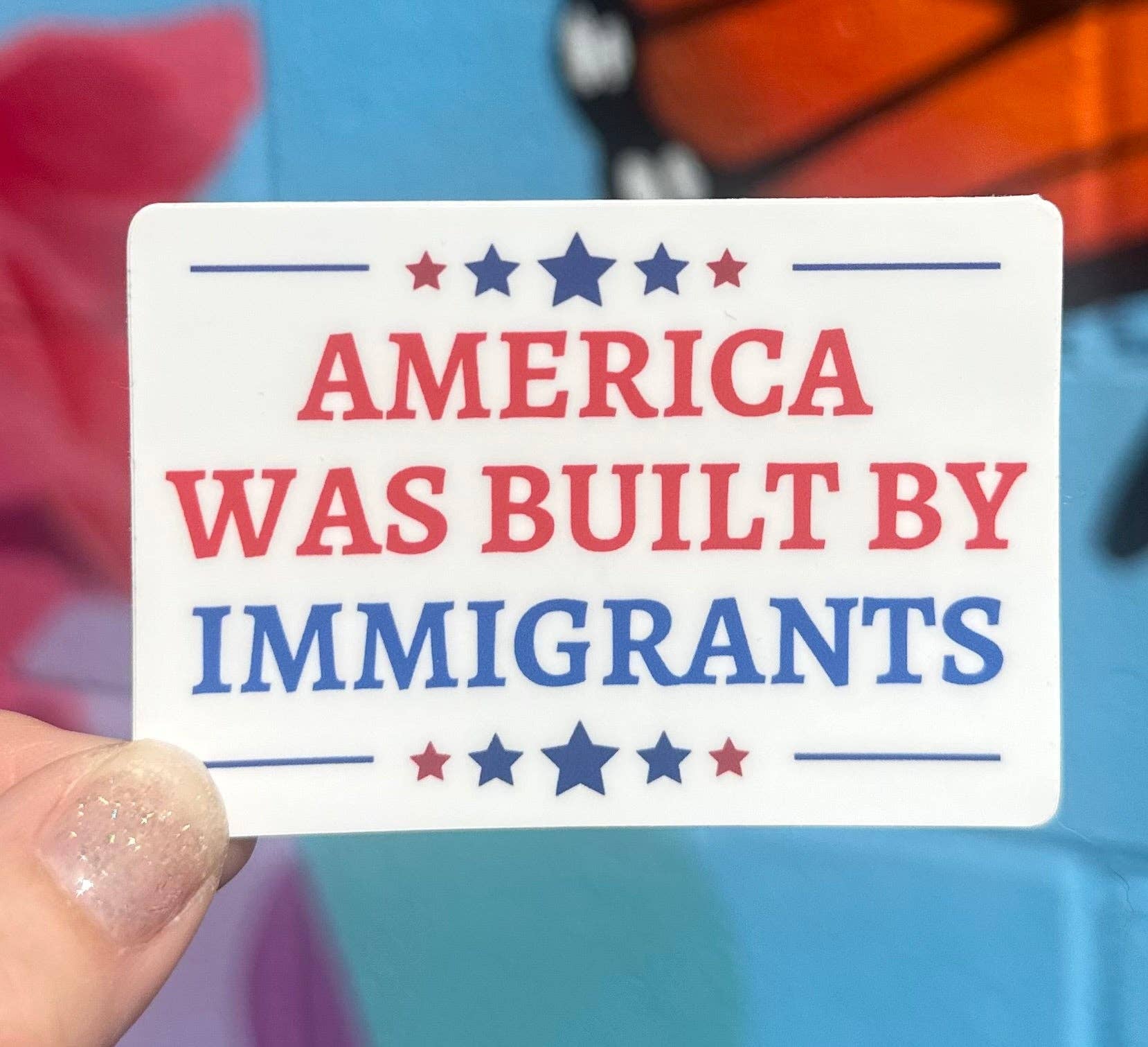 America Was Built By Immigrants Sticker - Box Turtle