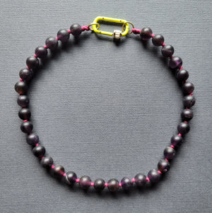 Polished Stone Necklace with Enamel Clasp
