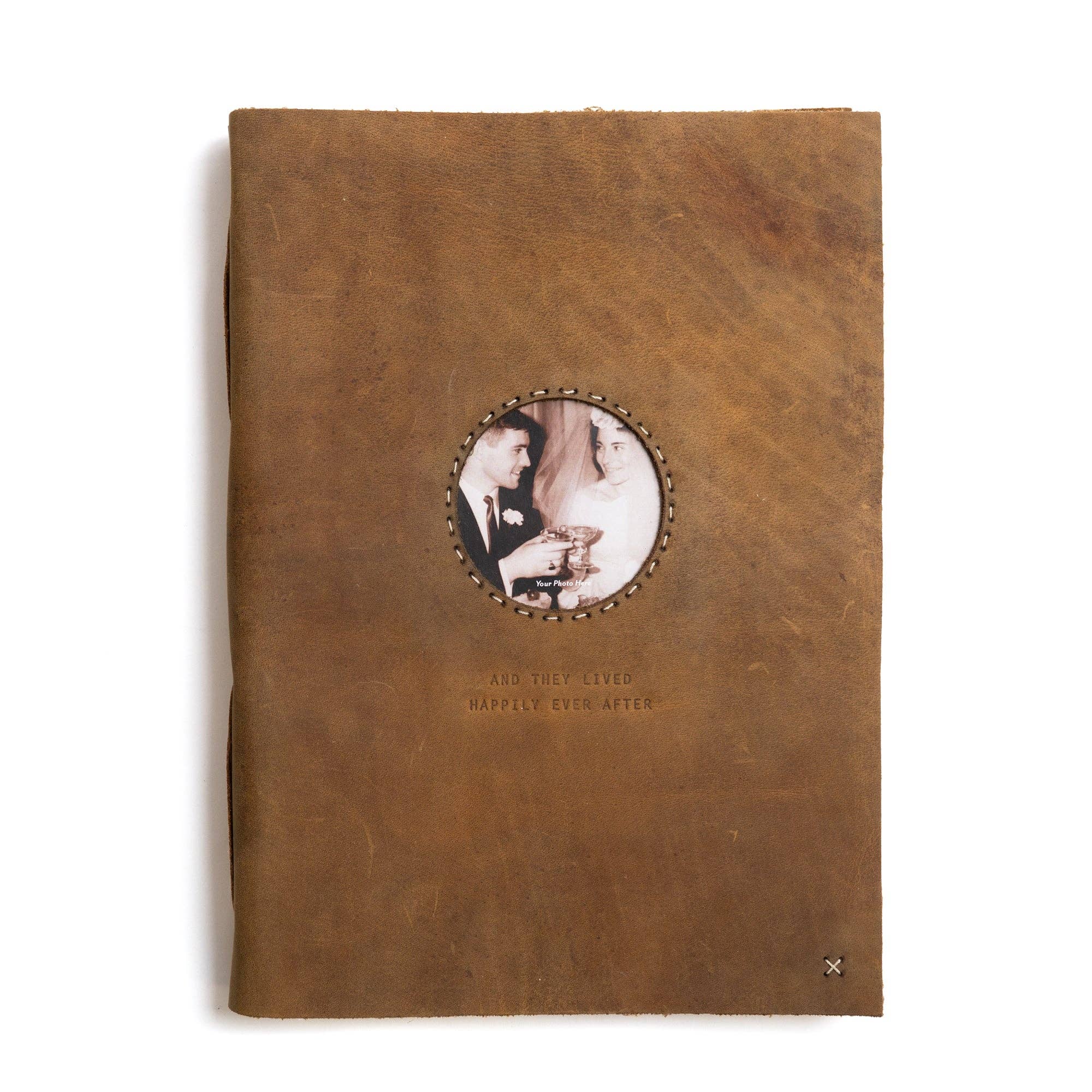 And They Lived Happily Heirloom Tan Leather Photo Album - Box Turtle