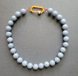 Polished Stone Necklace with Enamel Clasp
