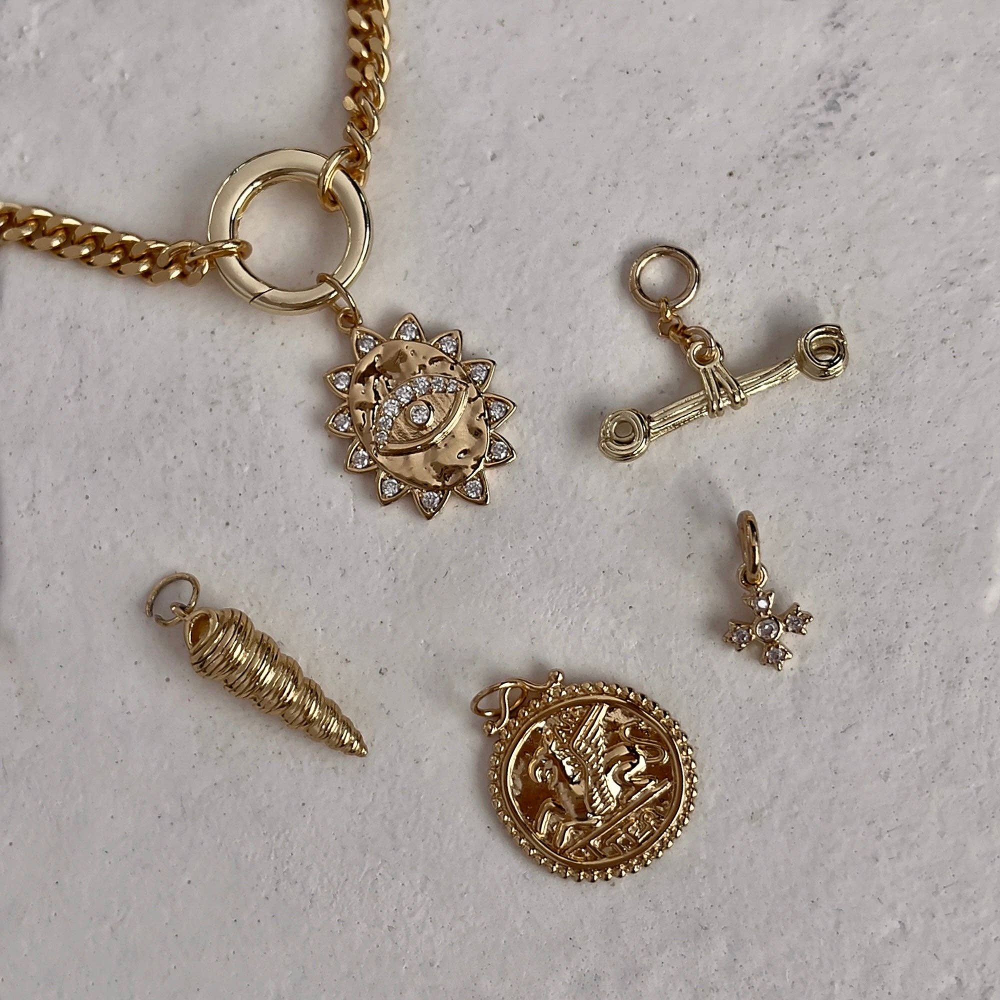 Ansel Evil Eye Medallion Charm - Box Turtle