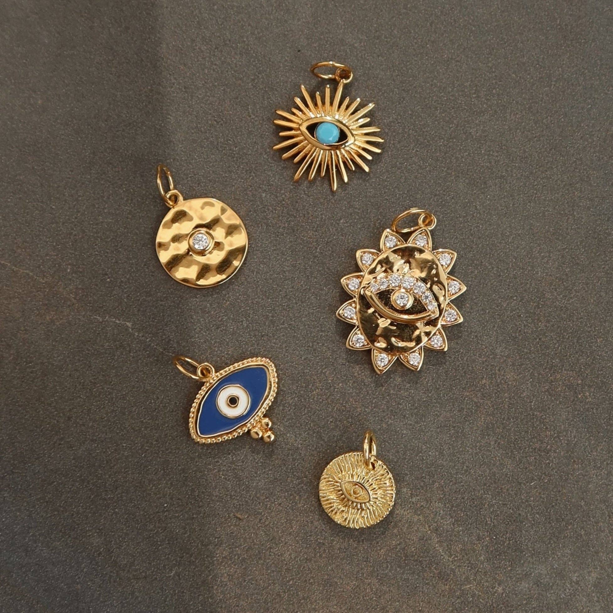 Ansel Evil Eye Medallion Charm - Box Turtle