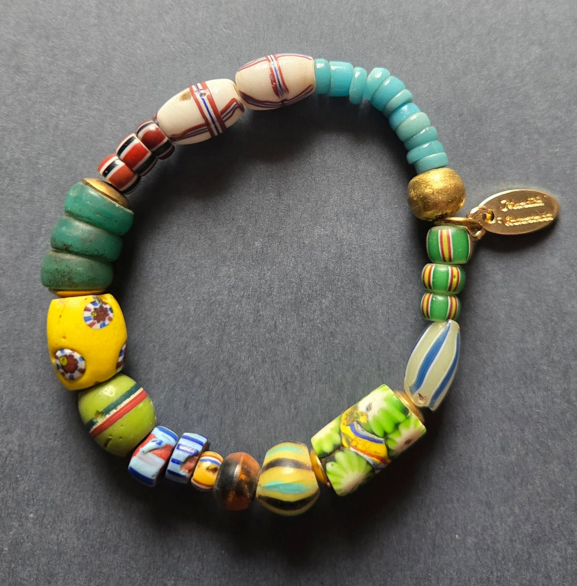 Antique African Tradebead Bracelet - Box Turtle