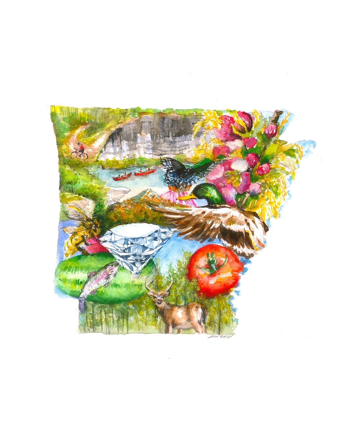 Emily Wood Arkansas Icons Watercolor Print