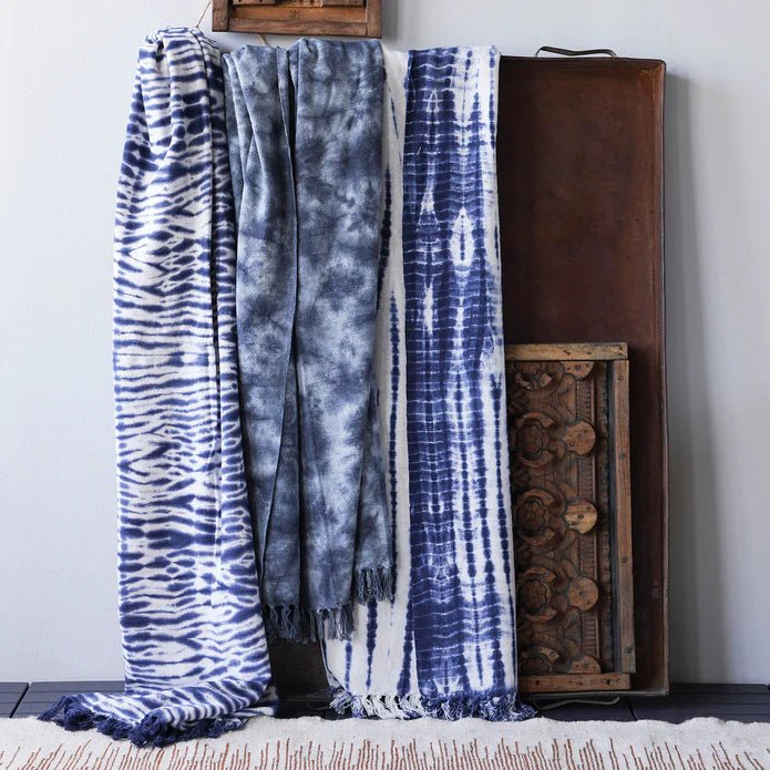 Arashi Shibori Style Slub Cotton Throw - Box Turtle