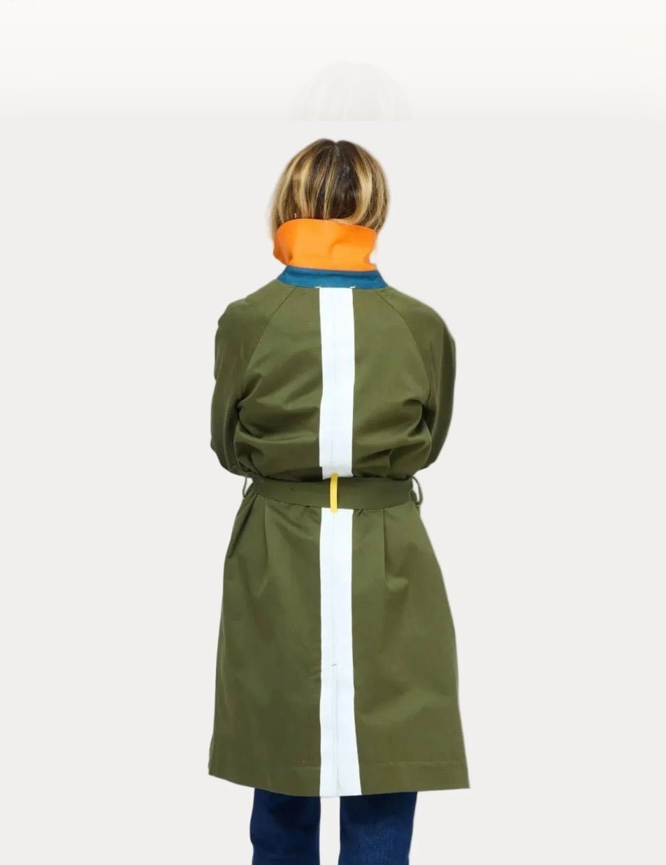 Army Green Color Washed Trench - Box Turtle
