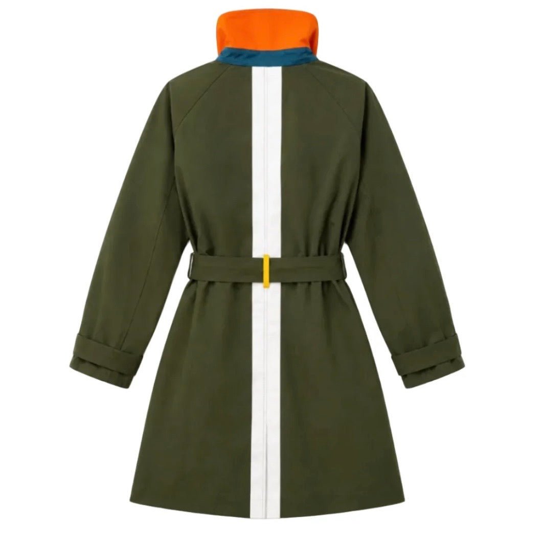 Army Green Color Washed Trench - Box Turtle