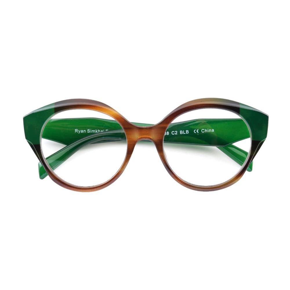 AVERY Brown & Green Blue Light Glasses - Box Turtle
