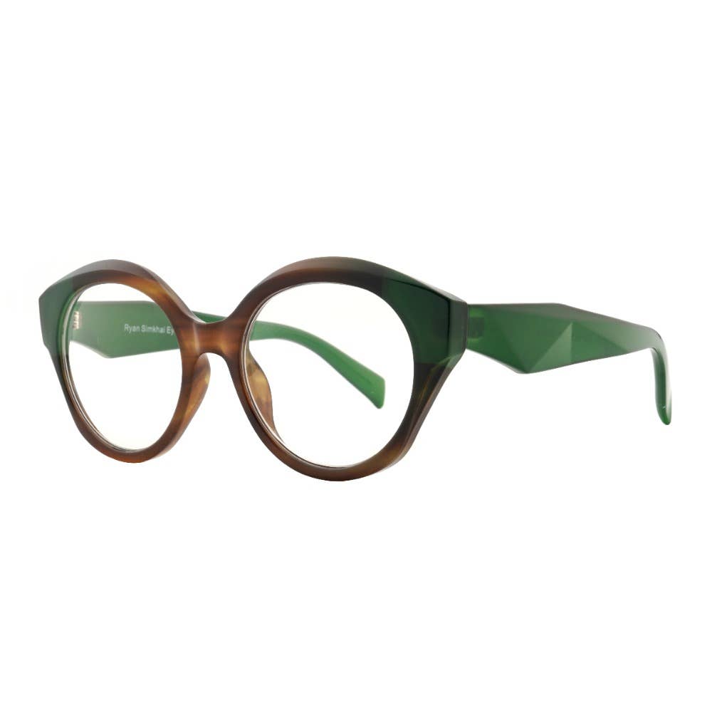 AVERY Brown & Green Blue Light Glasses - Box Turtle