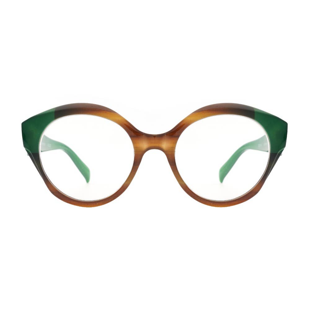 AVERY Brown & Green Blue Light Glasses - Box Turtle