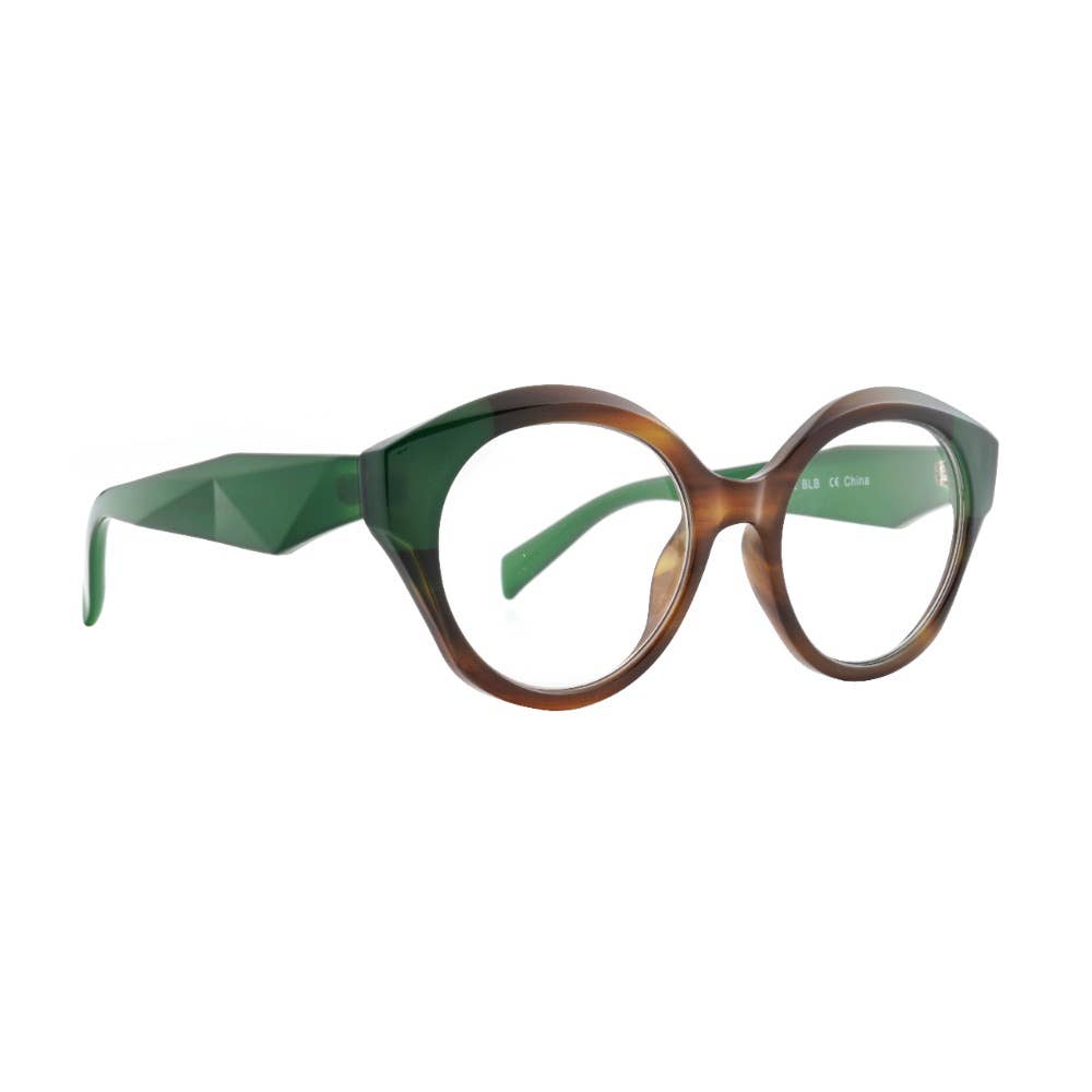 AVERY Brown & Green Blue Light Glasses - Box Turtle