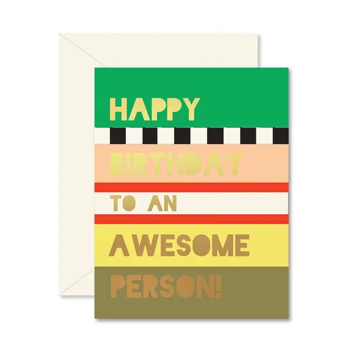 Awesome Person Colorblock Birthday Greeting Card - Box Turtle
