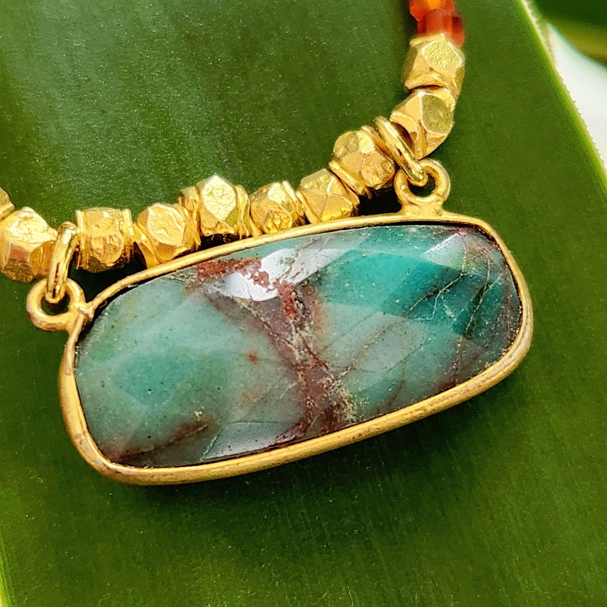 Azurite Malachite Red Agate Necklace - Box Turtle