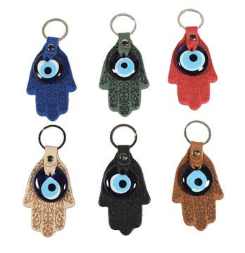 Colorful Hamsa Evil Eye Keyring, Turkey