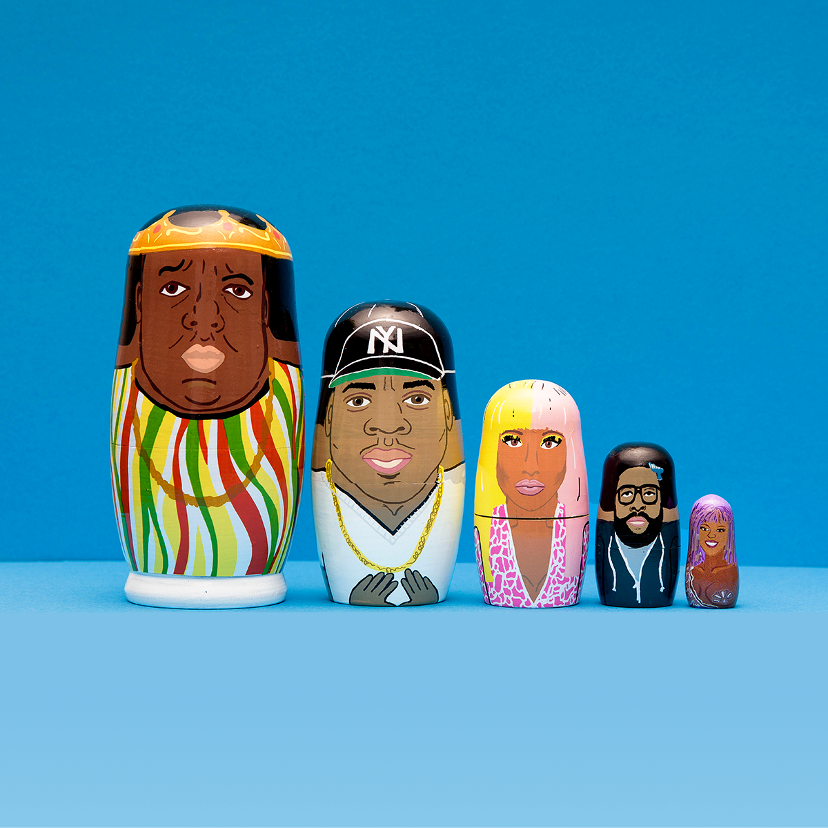 East Coast Rappers Wooden Nesting Dolls