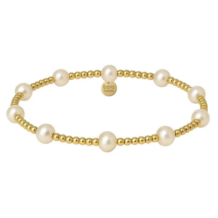 Bara Gold & Pearl Beaded Bracelet - Box Turtle