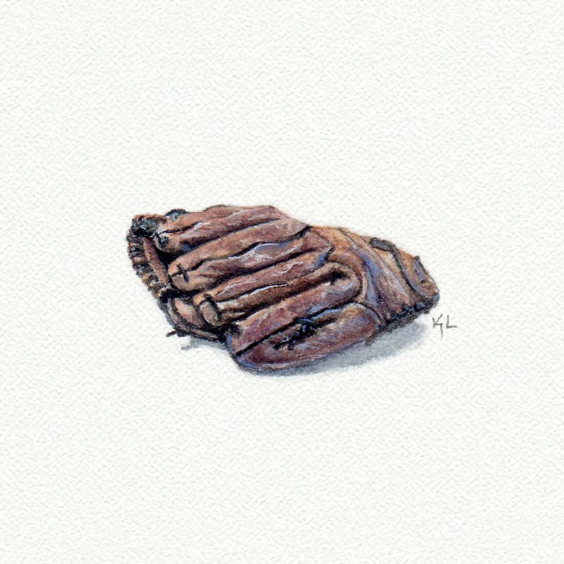 Baseball Glove Watercolor Painting - Box Turtle