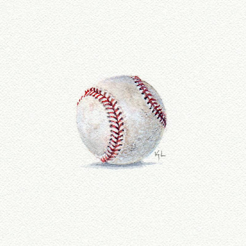 Baseball Watercolor Painting - Box Turtle