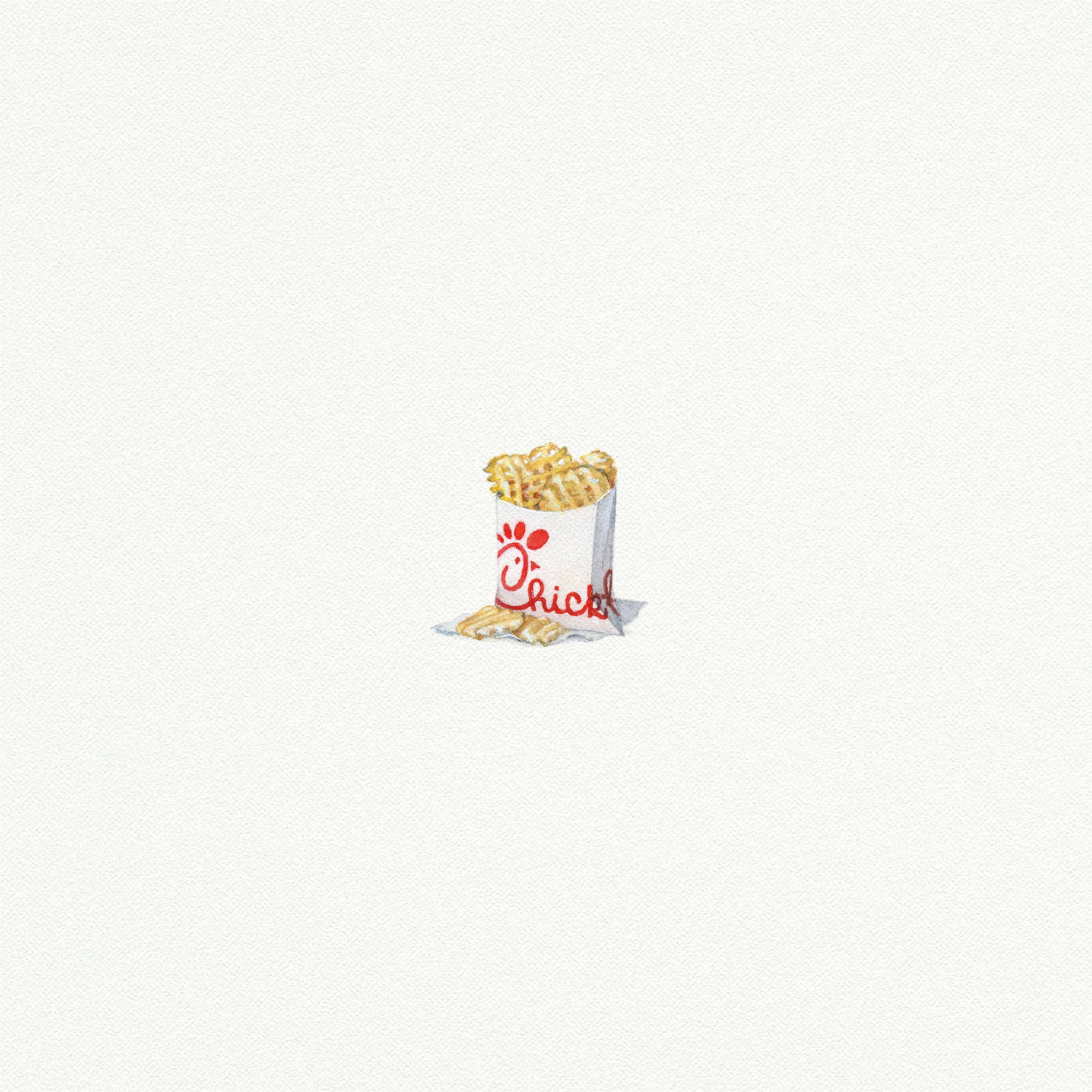 Chick Fil A Fries Miniature Watercolor Print