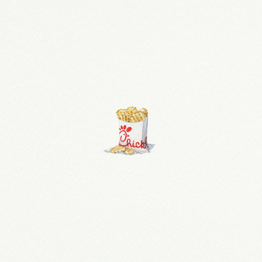 Chick Fil A Fries Miniature Watercolor Print