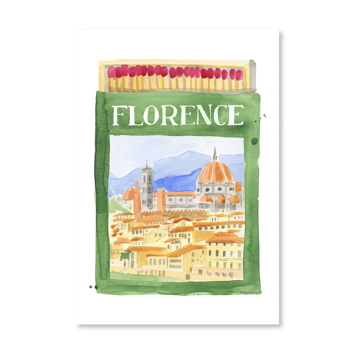 Florence Matchbook Watercolor Print