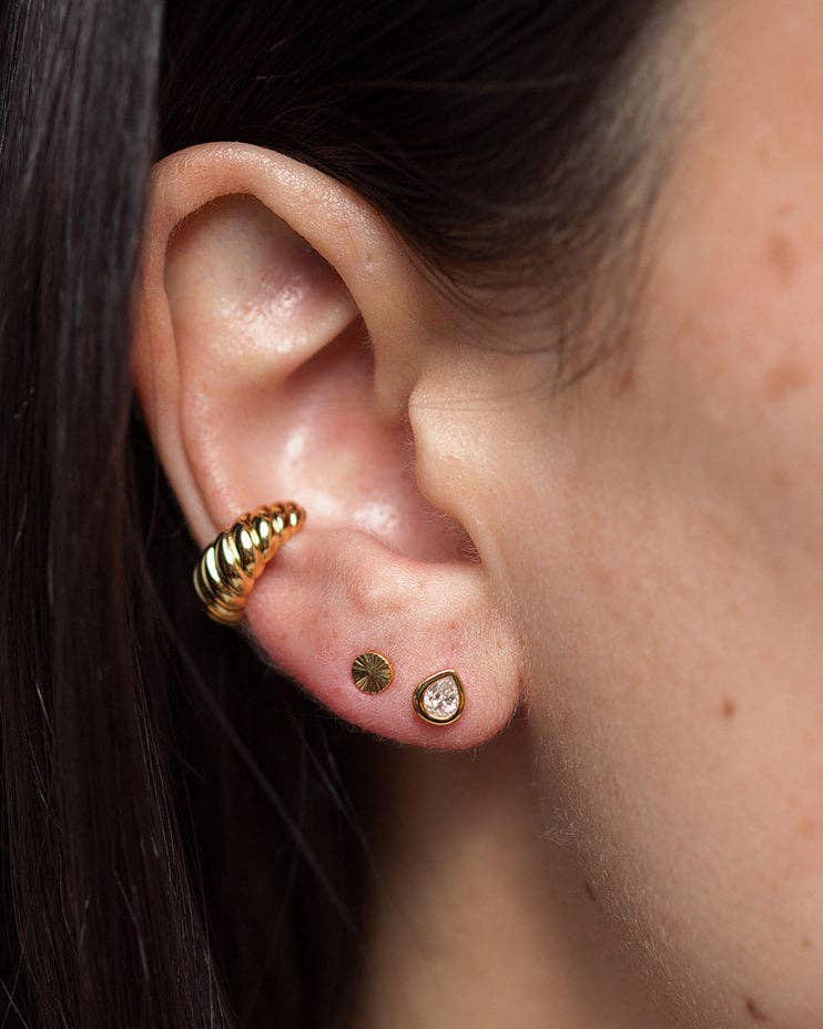 Joni Bezel Gold Studs