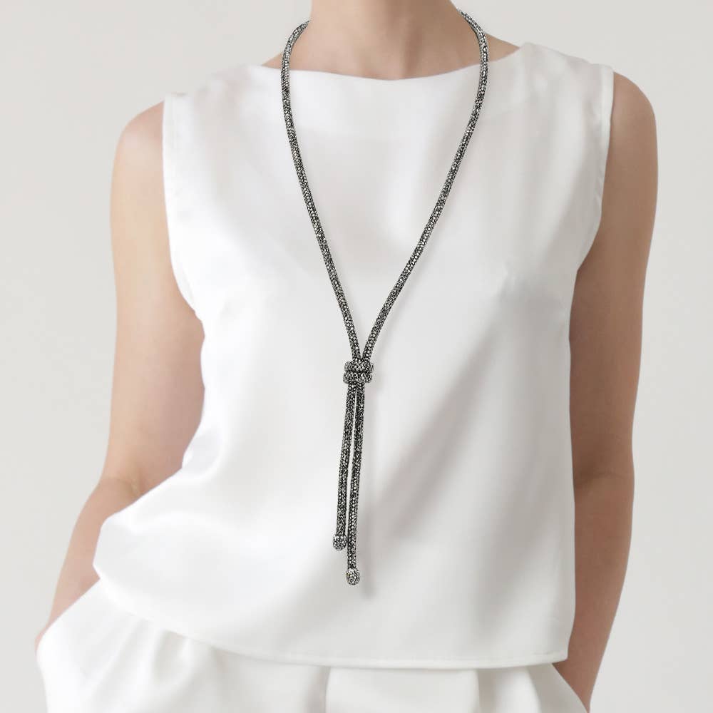 Bling Studded Knot Pointed Long Necklace