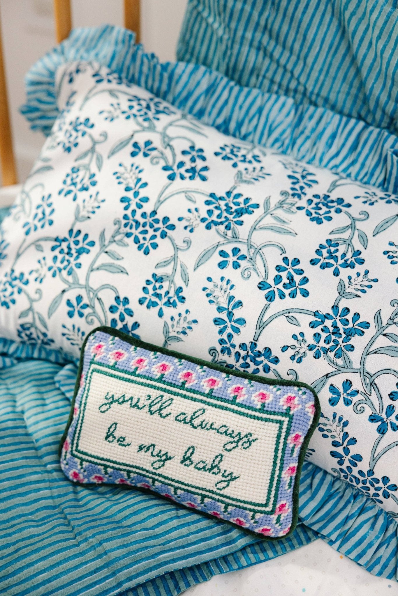 Be My Baby Mini Needlepoint Pillow - Box Turtle