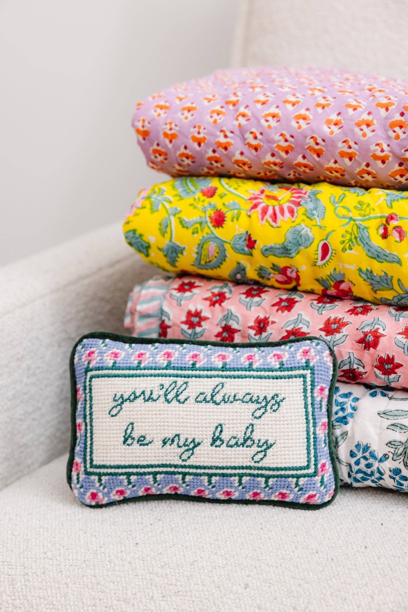 Be My Baby Mini Needlepoint Pillow - Box Turtle