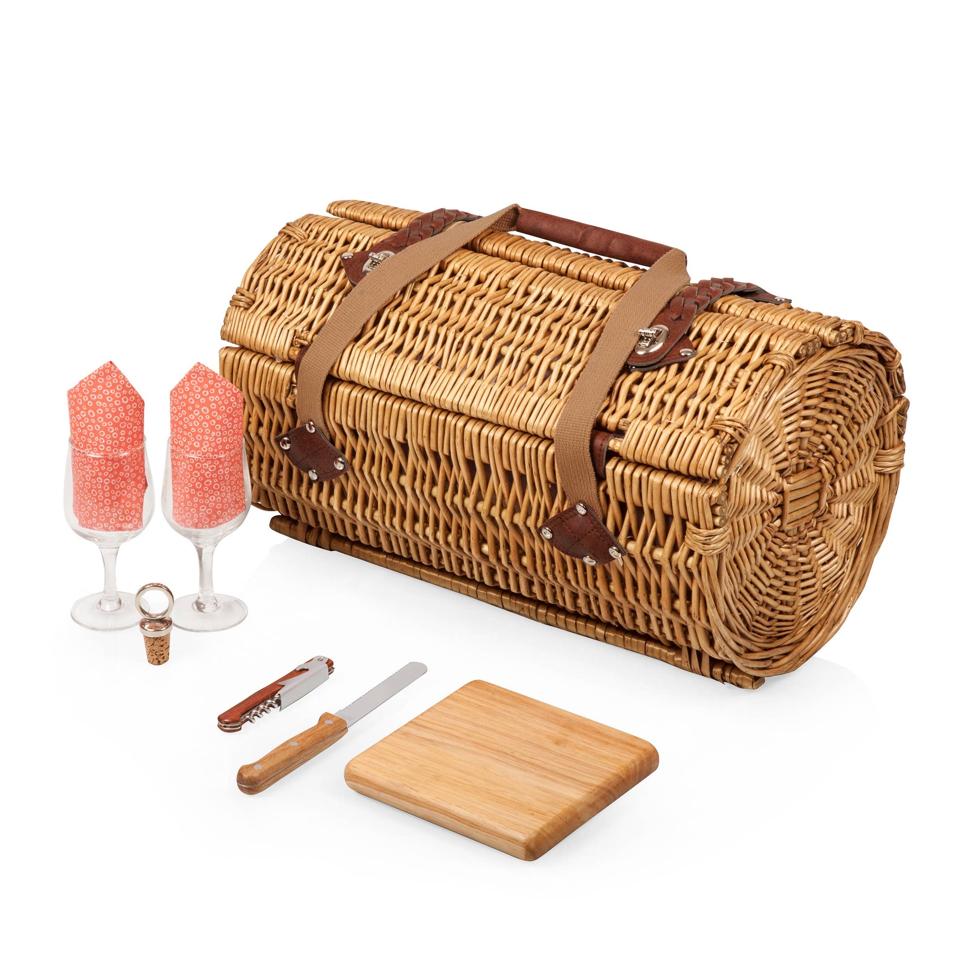 Purple/Coral Verona Wine & Cheese Picnic Basket