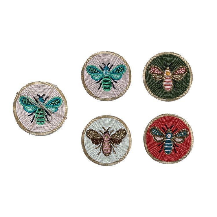 Beaded Glass Insect Coasters - Box Turtle