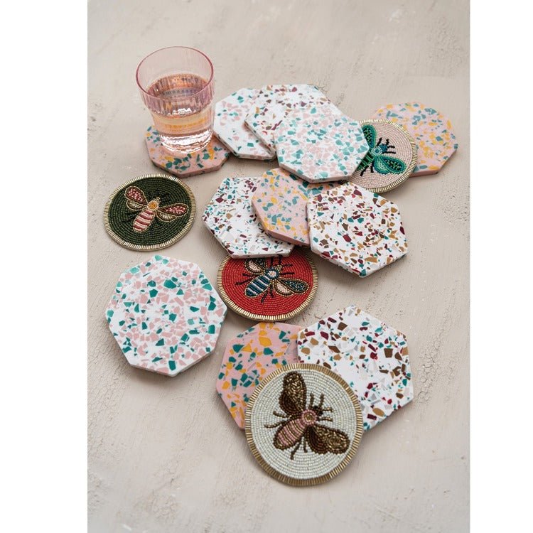 Beaded Glass Insect Coasters - Box Turtle