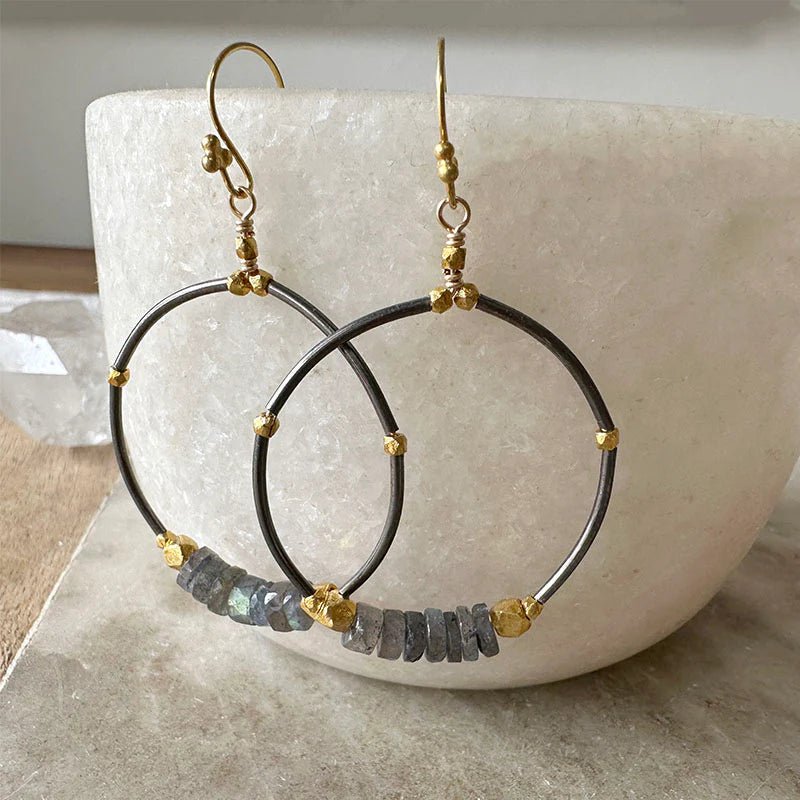 Beatrice Labradorite Hoop Earrings - Box Turtle