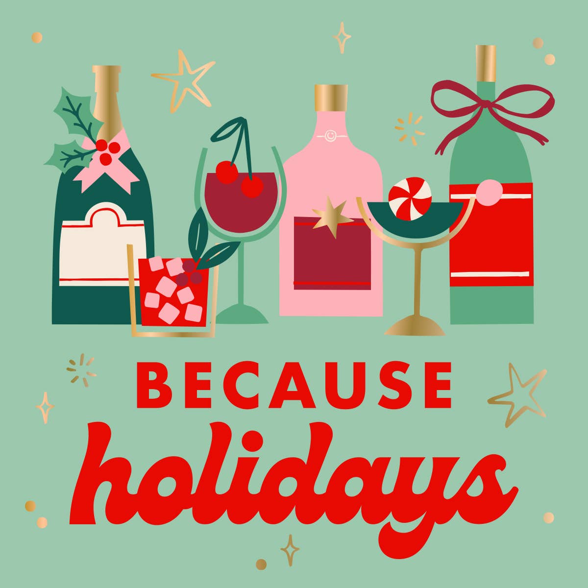 Because Holidays Funny Holiday Cocktail Napkins - Box Turtle