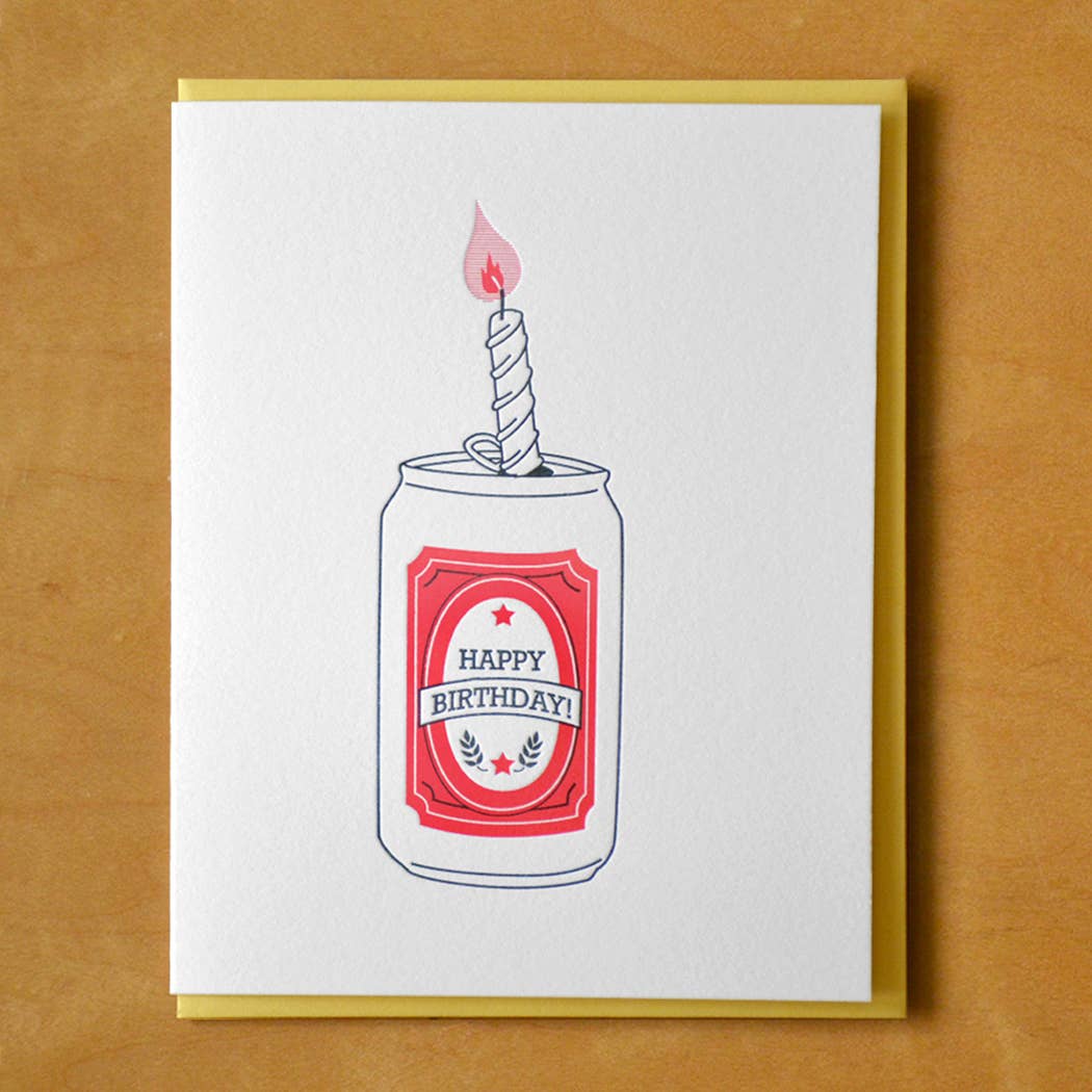 Beer Can Birthday Card - Box Turtle