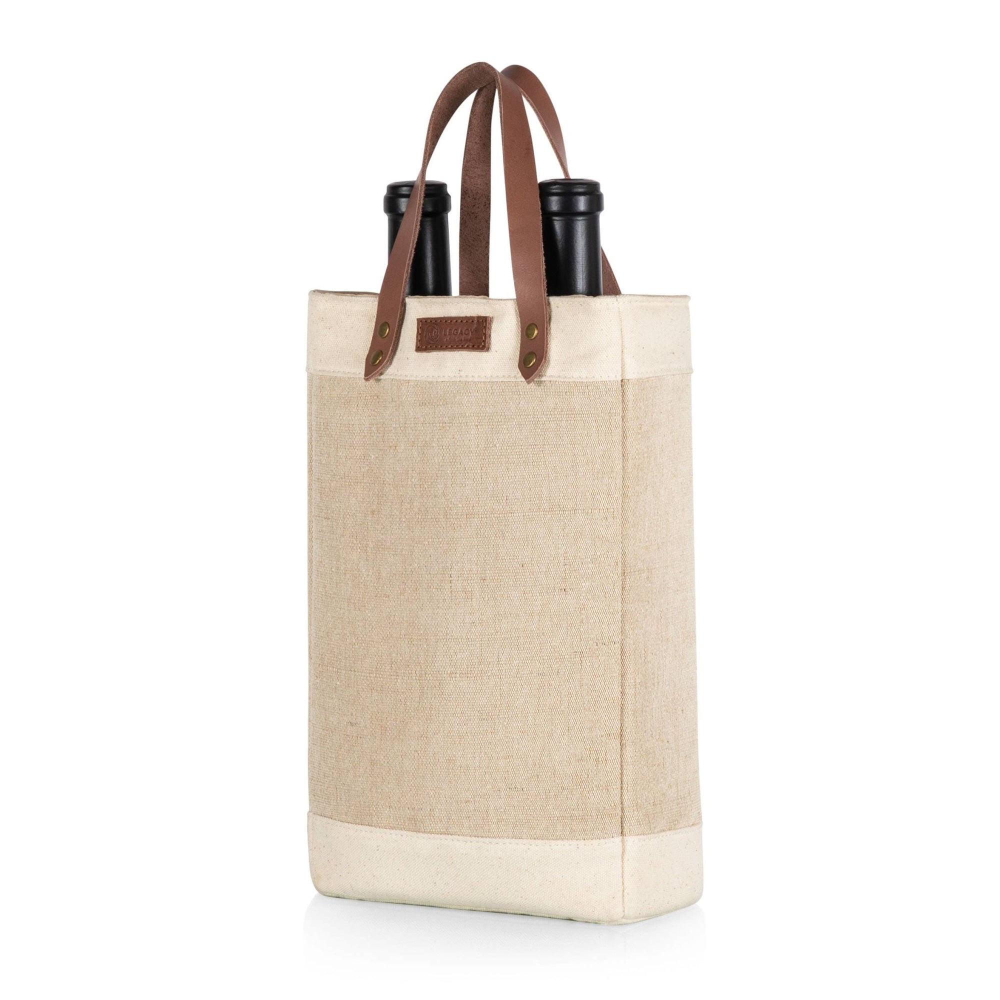 Beige Jute 2 Bottle Insulated Wine Bag - Box Turtle