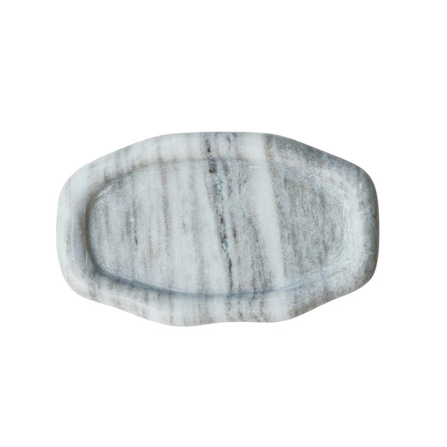 Beige Oval Marble Tray - Box Turtle