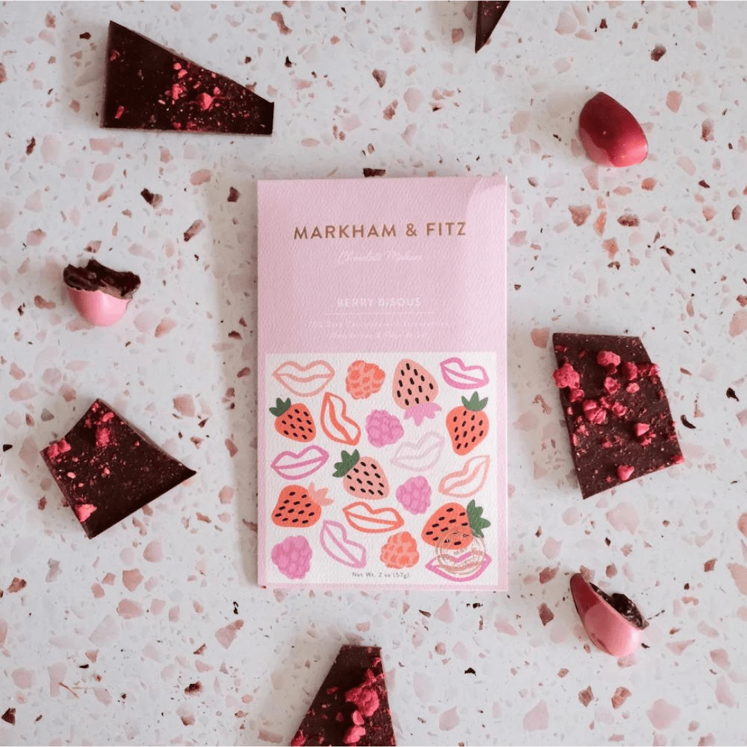 Berry Bisous Dominican Dark Chocolate Bar - Box Turtle