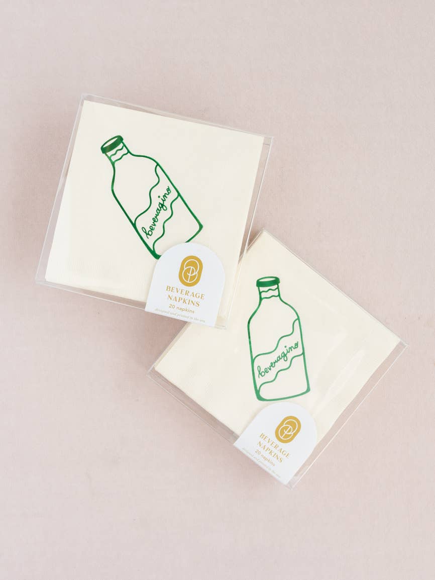 Beveragino Green & White Cocktail Paper Napkins - Box Turtle