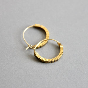 Mini Gold Hematite Hoops