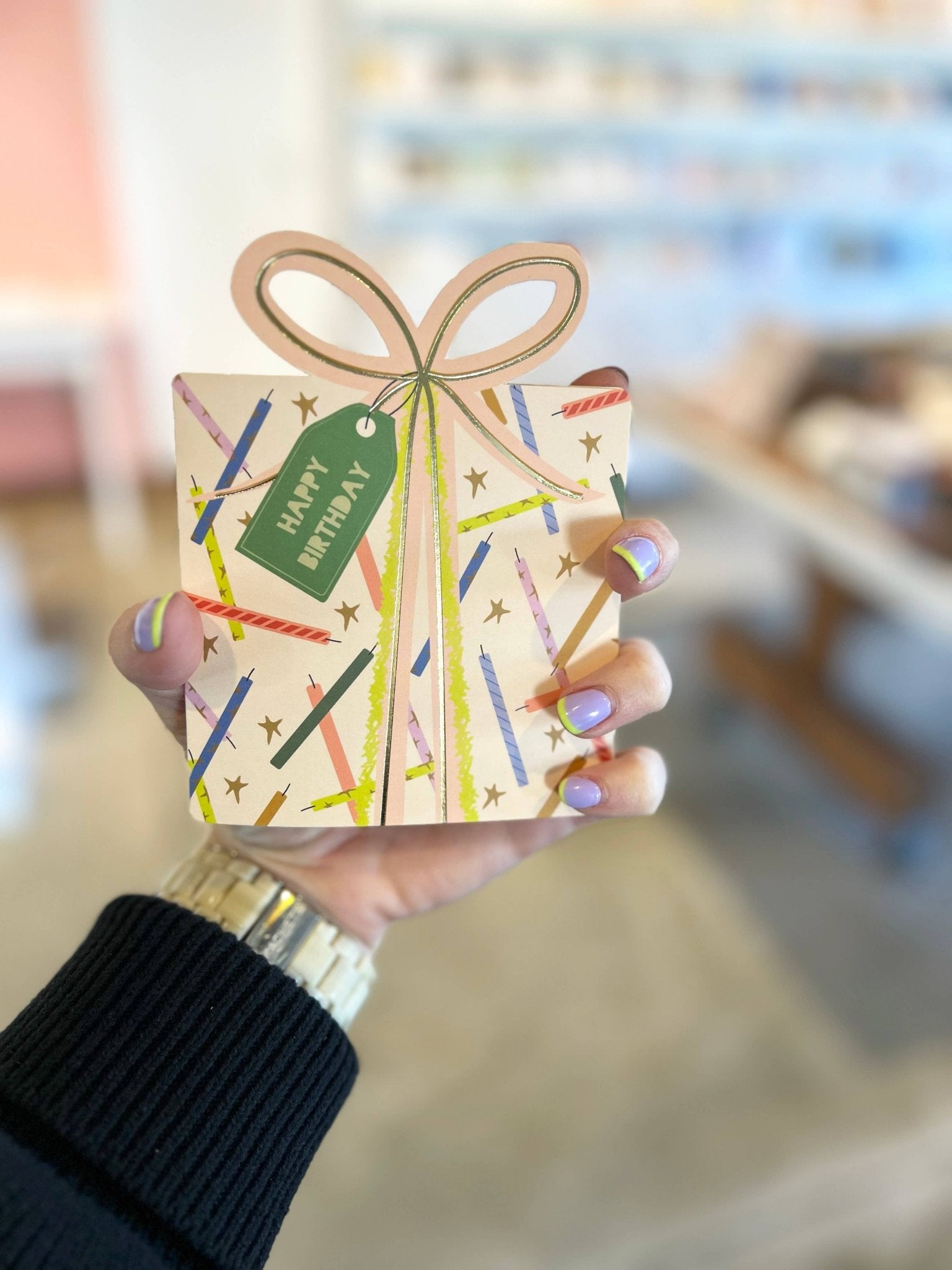 Birthday Gift Star Candles die - cut folded Greeting Card - Box Turtle