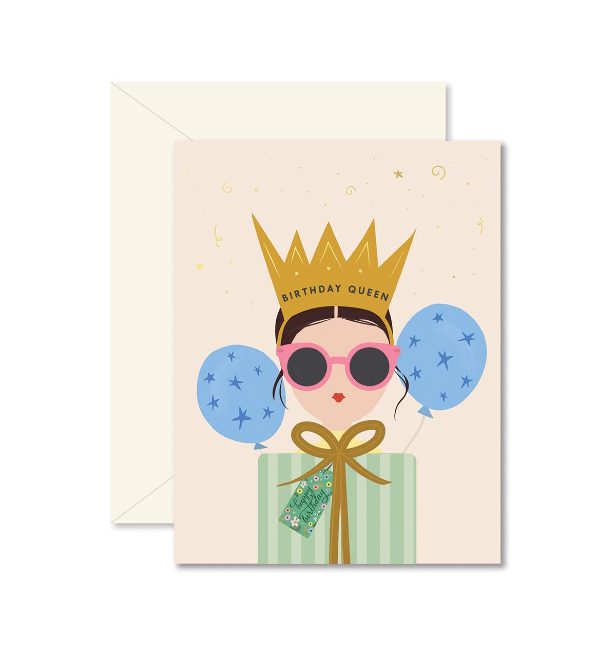 Birthday Queen Brunette Card - Box Turtle