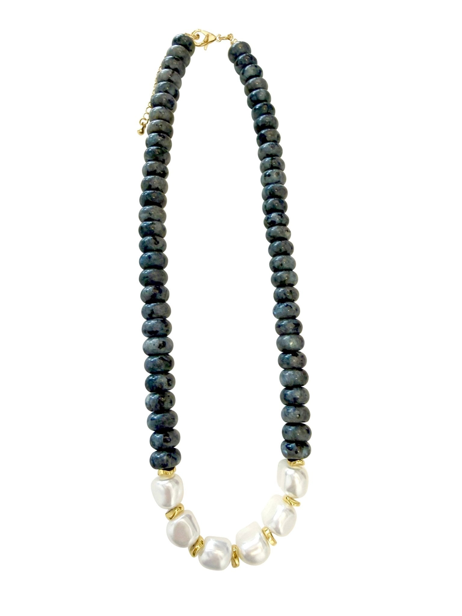 Black Agate & Pearl Brynlee Chunky Necklace - Box Turtle
