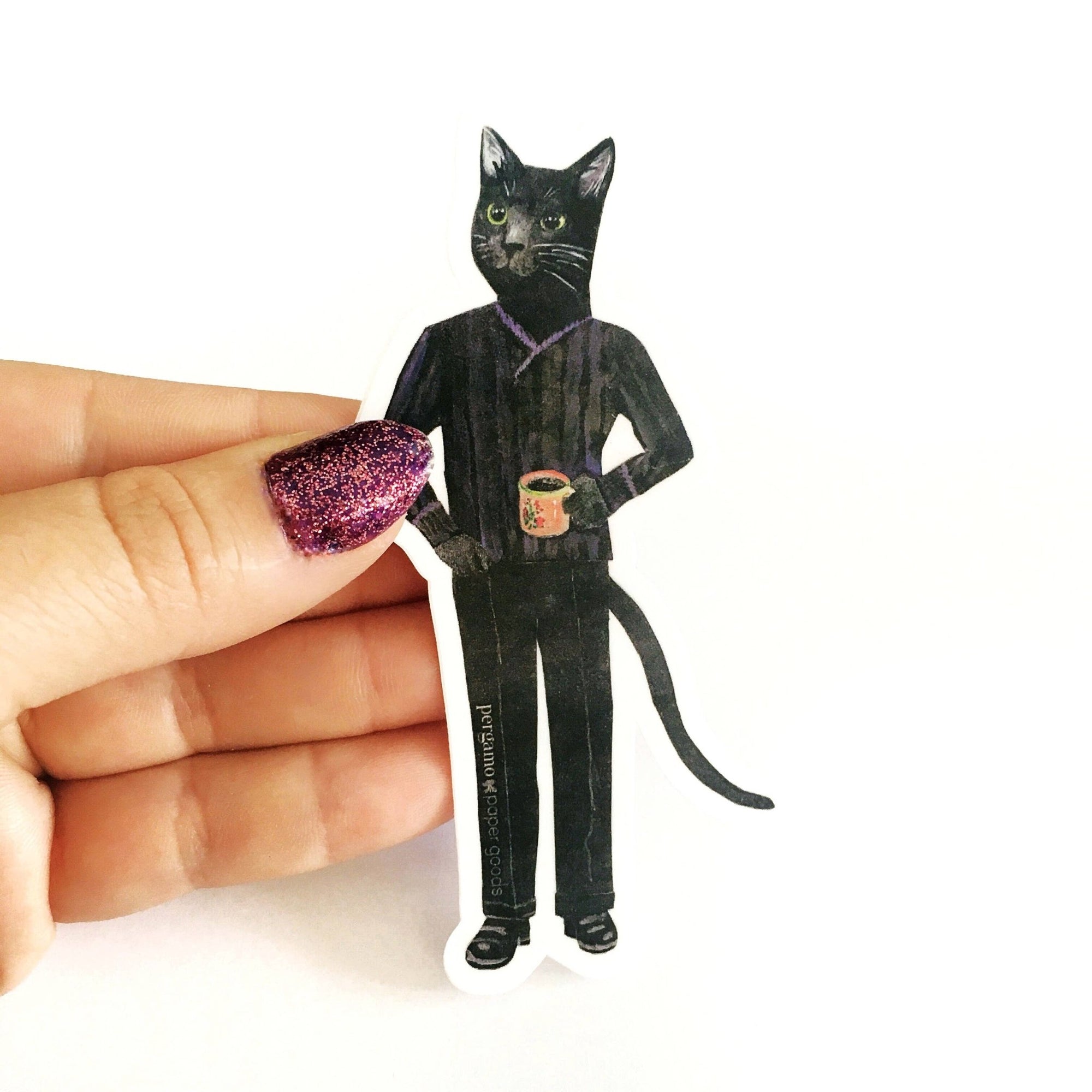 Black Cat Black Coffee Sticker - Box Turtle