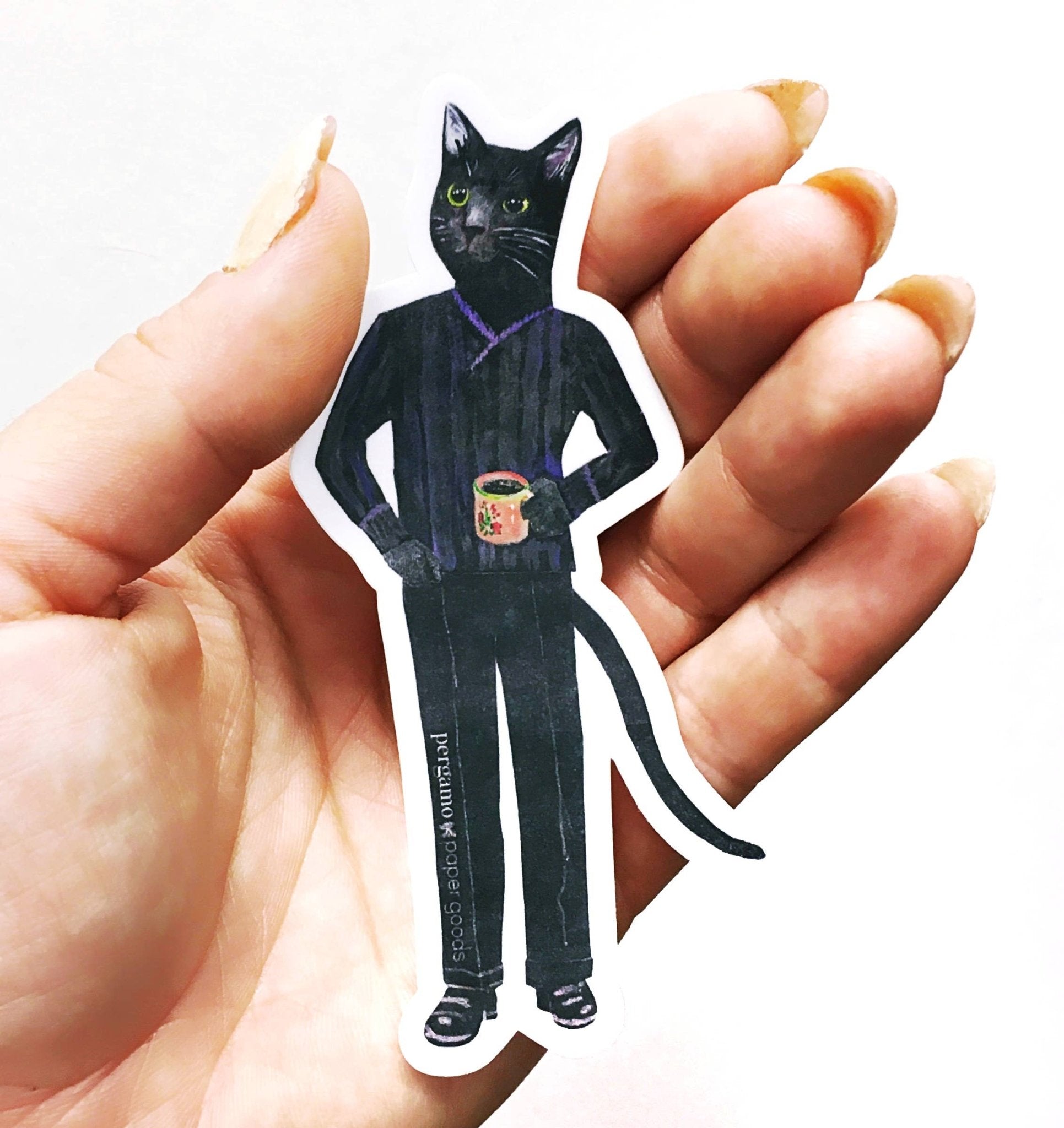 Black Cat Black Coffee Sticker - Box Turtle