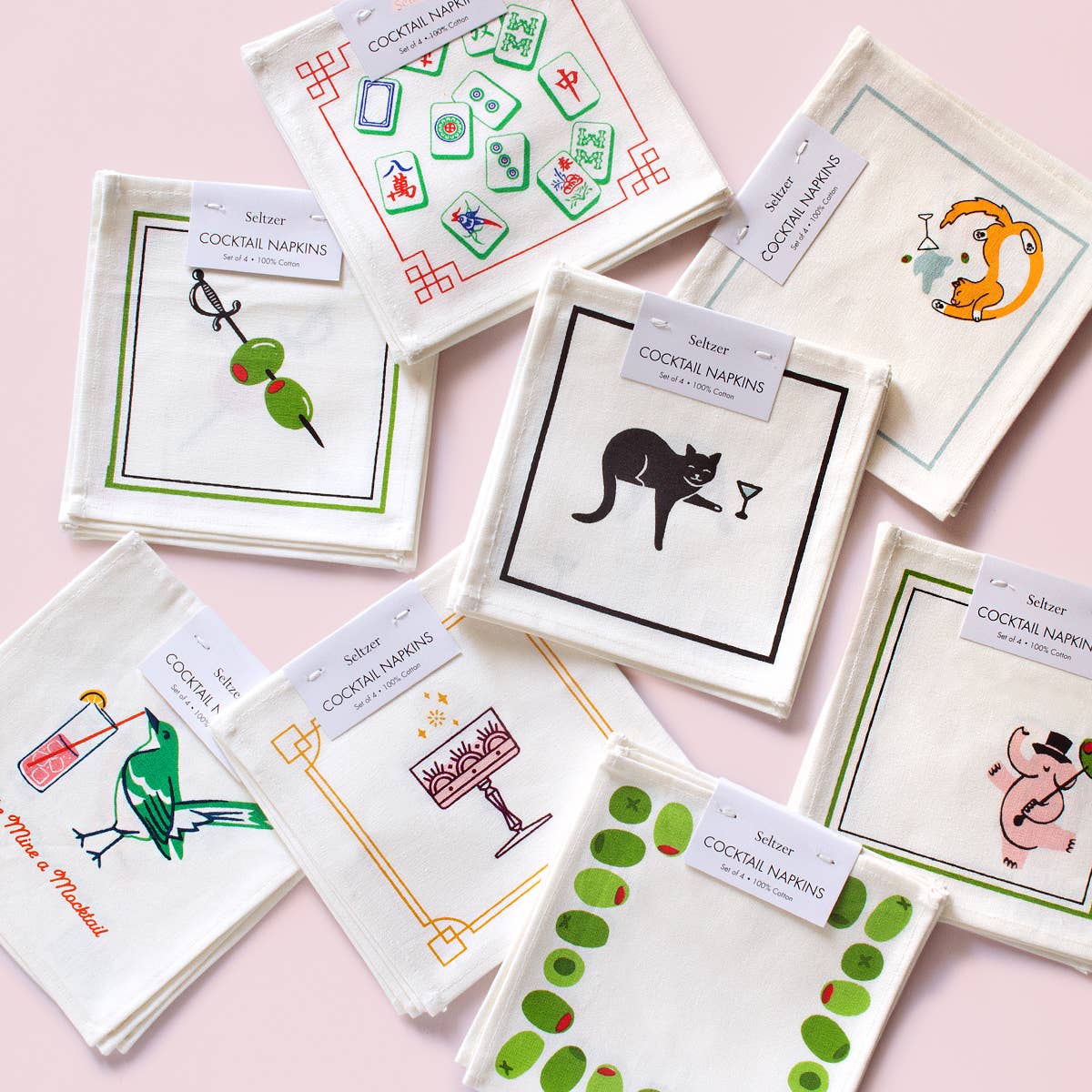 Black Cat Martini Cocktail Napkin Set - Box Turtle