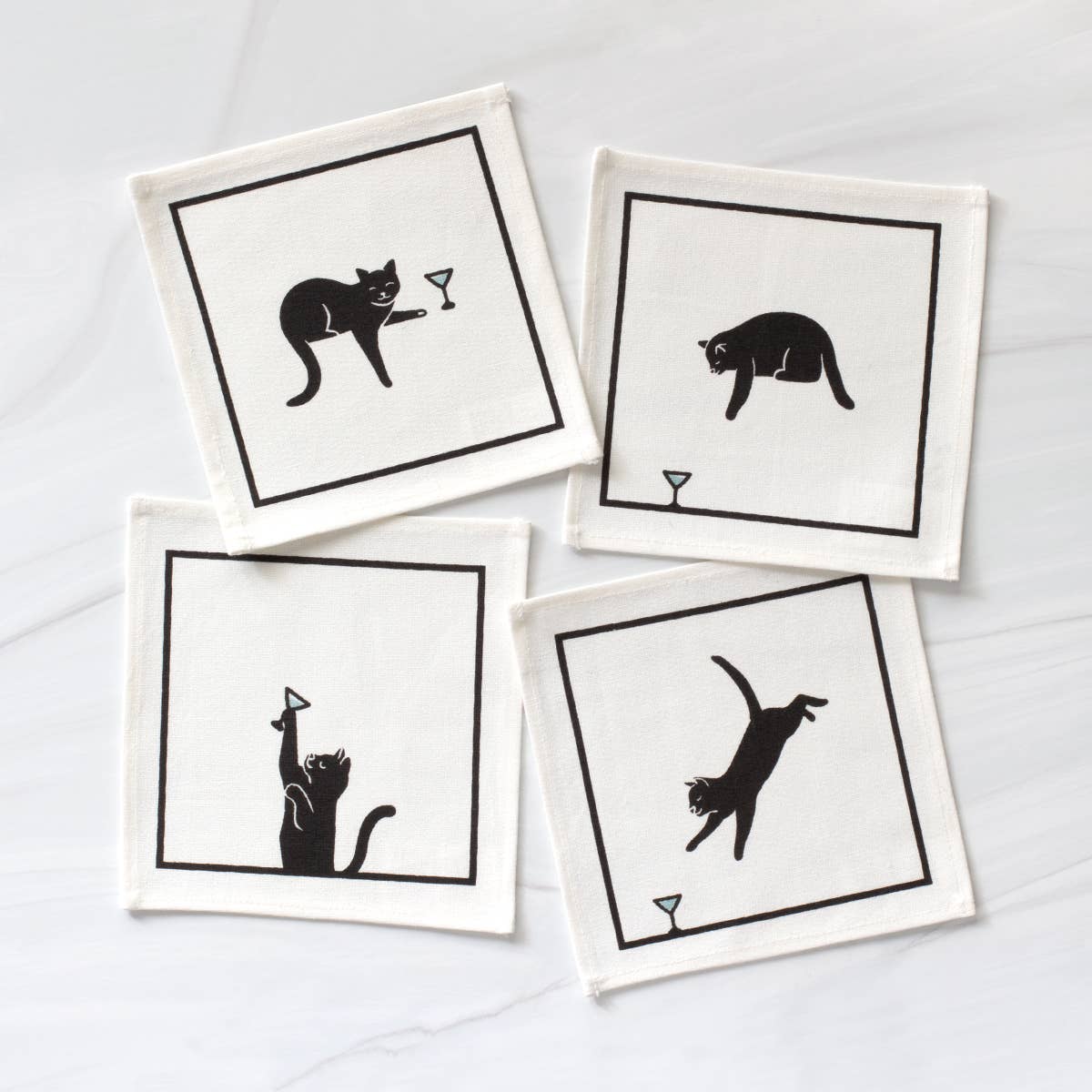 Black Cat Martini Cocktail Napkin Set - Box Turtle