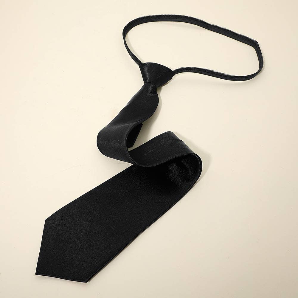 Black Classic Slim Adjustable Neck Tie - Box Turtle